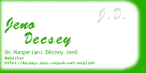 jeno decsey business card
