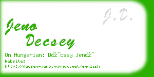 jeno decsey business card